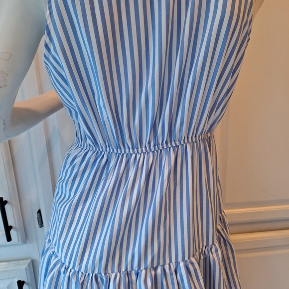 Vestique Blue and White Striped Collared Button Up Maxi Dress - Picture 8 of 10